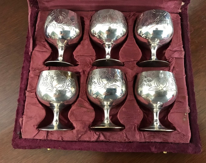 Mgoblets Silver Plated Wine Goblets in Antique Silver Plate Cups & Goblets - Etsy