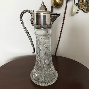 cristal vintage, cruche plaquée argent.
