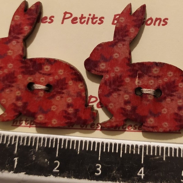 DESTOCKAGE : 2 Boutons Bois - Collection "LAPIN"