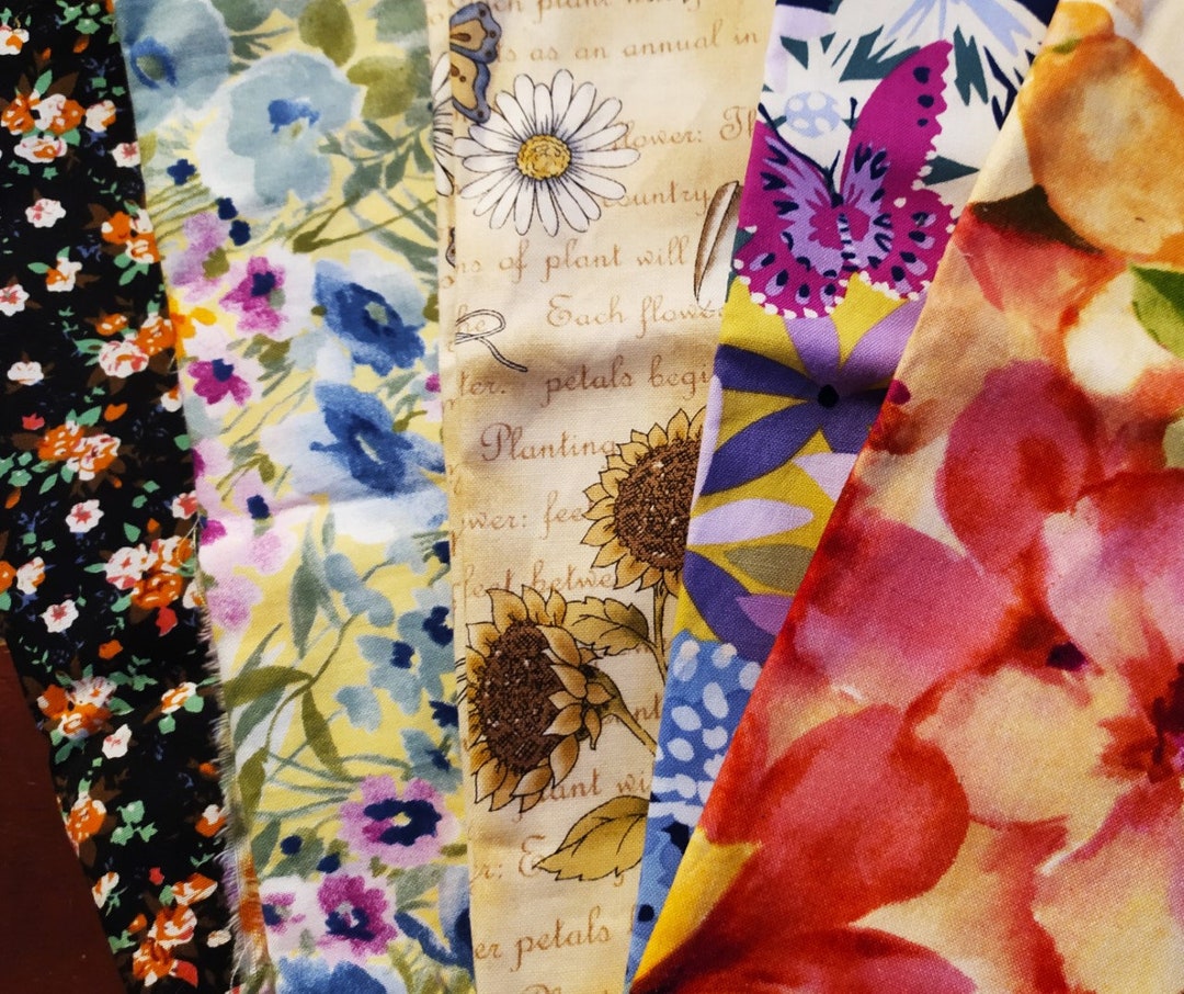 Cotton British Quilting Fabric Printed With Flowers Etsy