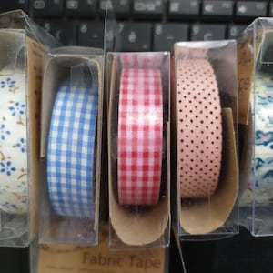 Fin de Série :  FABRIC TAPE - Pois, Paillettes, dentelles ou Vichy - Ruban de tissu adhésif  15mm x 4m