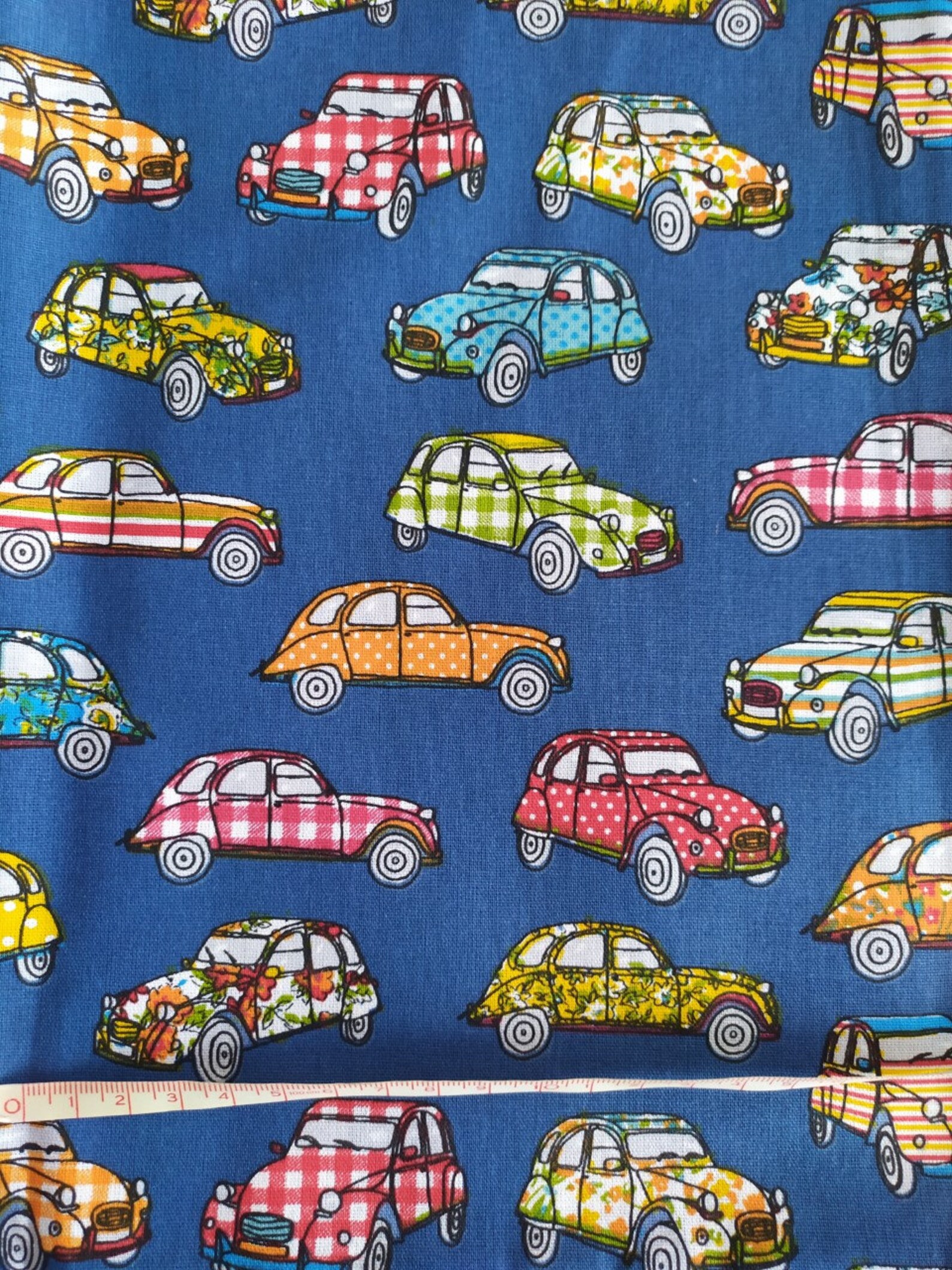 Tissu Voitures Voitures multicolores Vintage Etsy