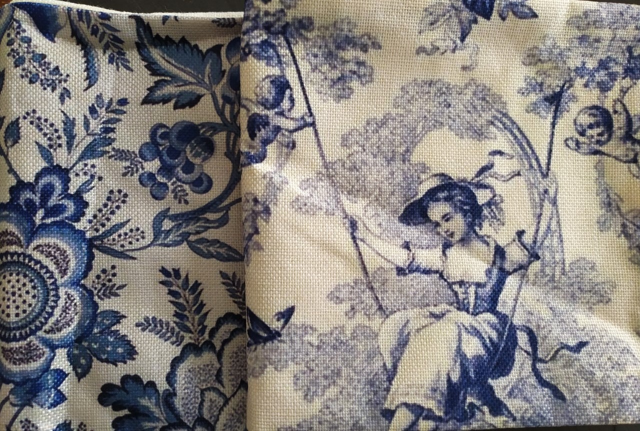 Housses de Coussin - Bleu Coton et Lin 45x45cm