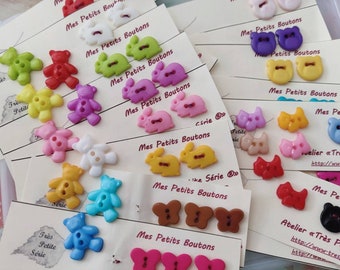 DESTOCKAGE : Boutons en résine - Collection "ANIMAUX" - Lapins, Papillons,  Ours, Chiens ...