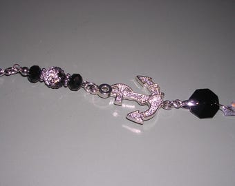 Black Anchor Rear View Mirror Charm, Silver Anchor Car Charm, Anchor Car Hanger, Nautical Car Charm