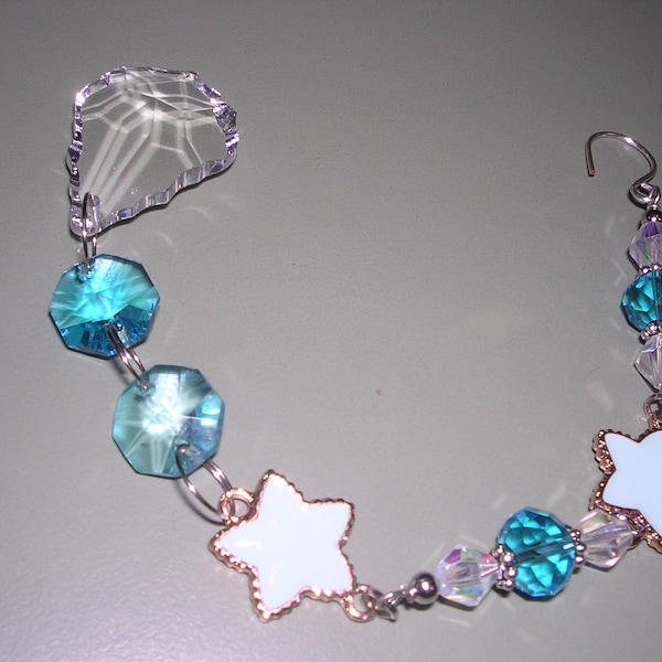 Aqua Crystal Suncatcher, Crystal Blue Ornament, Aqua Crystal Window Ornament