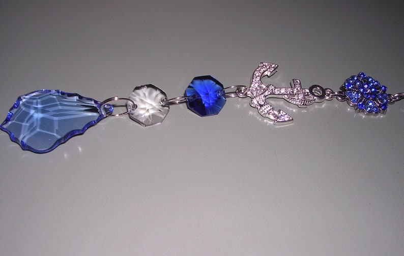 Sapphire Crystal Suncatcher Blue Crystal Window Ornament Sapphire Ships Anchor Crystal Ornament