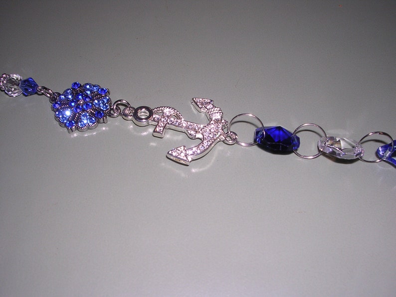 Sapphire Crystal Suncatcher Blue Crystal Window Ornament Sapphire Ships Anchor Crystal Ornament