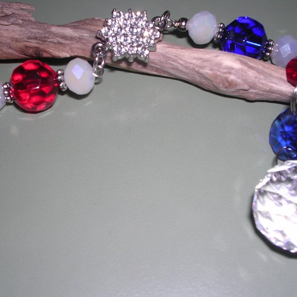 Independence Day Crystal Ornament, Red, White and Blue Crystal Suncatcher