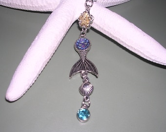 Mermaid Tail Rear View Mirror Charm, Mermaid Car Charm