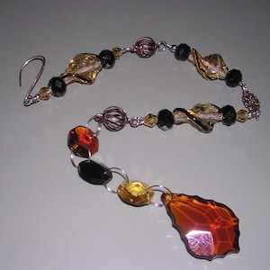 Amber Crystal Suncatcher, Crystal Window Ornament, Crystal Light Catcher