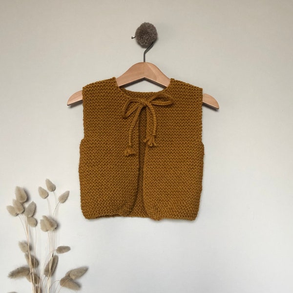 Gilet de berger bébé tricoté main en laine