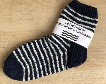 Chaussettes rayées tricotées main