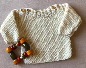 Baby sweater ecru 6 months in wool
