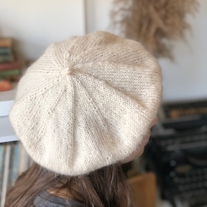 Hand knitted beret in alpaca, mohair, camel, merino...