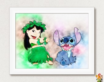 lilo stitch wall art etsy
