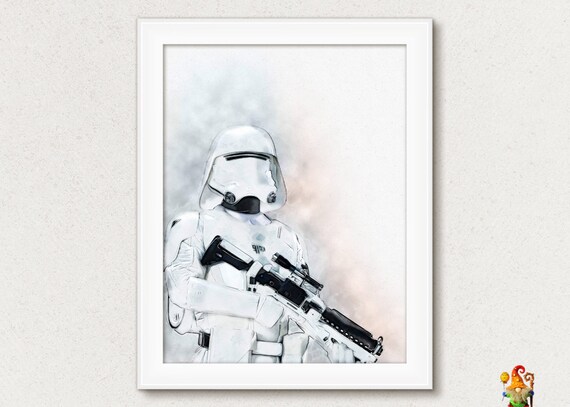 Storm Trooper print Last Jedi print poster Star Wars print poster art watercolor download Nursery decor wall art Sci fi movies poster Il_570xn