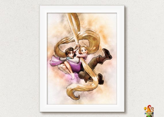 Rapunzel Tangled print poster Rapunzel wall art Rapunzel nursery decor printable Rapunzel watercolor Disney girl nursery decor download art Il_570xn