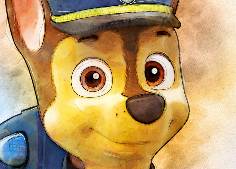 Chase PAW Patrol Wall Hanging PAW Patrol Poster Watercolor Etsy