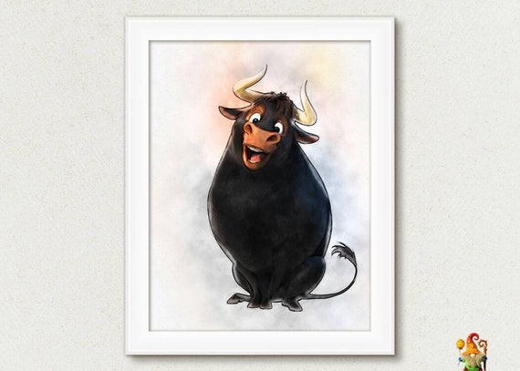 Ferdinand Print Ferdinand the Bull Digital Poster Nursery Art Printable Decor Download Watercolor Effect illustration Kids room Il_570xn