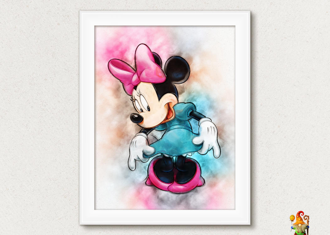 Minnie Mouse Wall Hanging Watercolor Painting Effect Instant Etsy