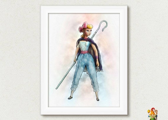 Bo Peep print Toy Story print poster Cartoon Movie print wall art Watercolor painting effect Nursery decor printable download Il_570xn