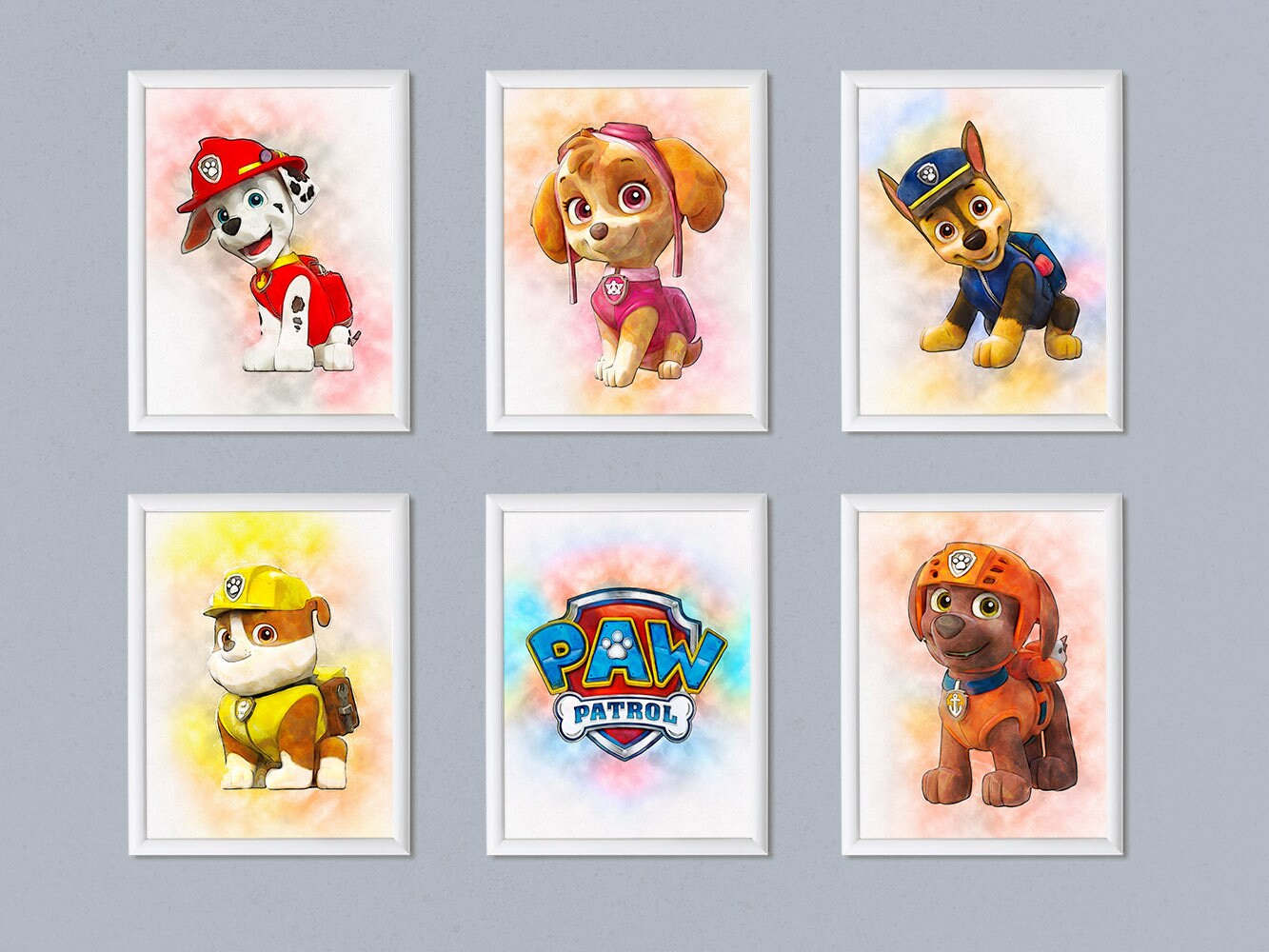 Set of 6 PAW Patrol print PAW Patrol poster Marshall Rubble | Etsy