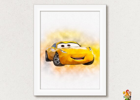 Cruz Ramirez print Disney Cars 3 poster printable art birthday Disney Cars watercolor Disney Cars Art Lightning McQueen Printable download Il_570xn
