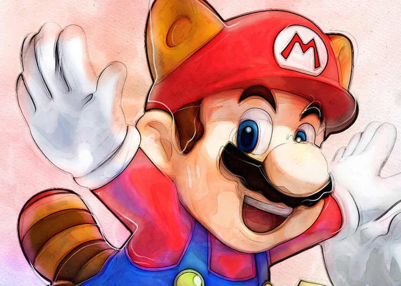 Mario wall art Super Mario prints Watercolor printable | Etsy