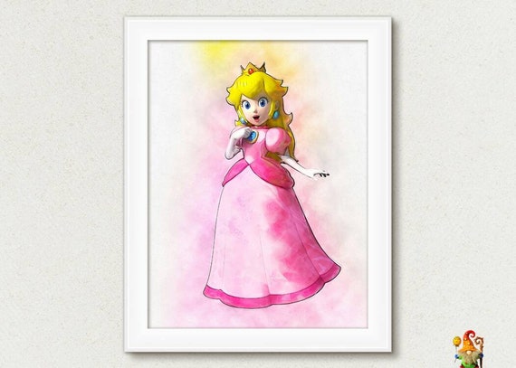 Princess Peach Print Mario Printable Poster Digital Download Super