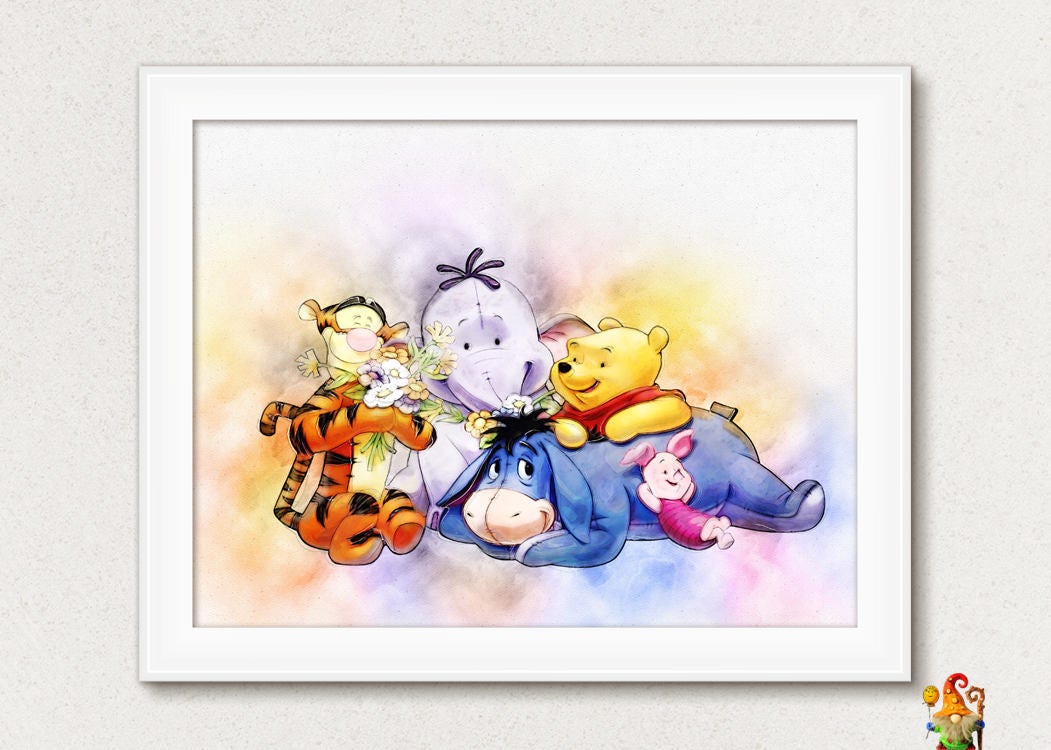 Winnie the Pooh Wall Hanging Watercolor Painting Printable Etsy