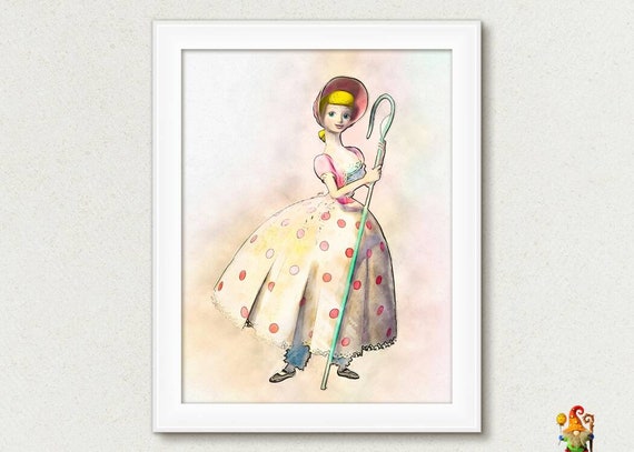 Bo Peep print Toy Story print poster Cartoon Movie print wall art Watercolor painting effect Nursery decor printable download Il_570xn