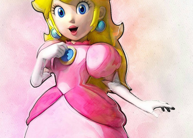 Princess Peach Print Mario Printable Poster Digital Download Etsy