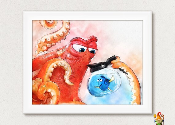 Octopus Print Octopus Hank Print Finding Dory Printable Design Pixar Finding Dory Octopus Printable Nursery Print Kid Room Decor Nursery Art By Digitalpaintsshop Catch My Party