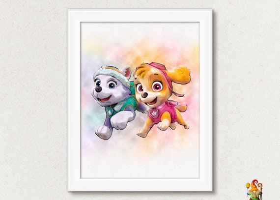 PAW Patrol print poster PAW Patrol art Watercolor Digital Printable Design Nursery Decor Kids Wall Art Baby Poster Instant Download Il_570xn