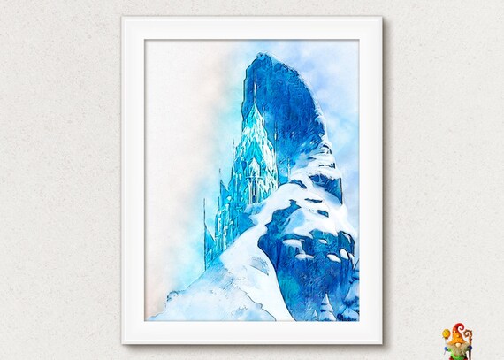 Frozen Castle print, Princess Elsa Castle print, birthday party decoration, Printable nursery decor, Watercolor download wall art Il_570xn