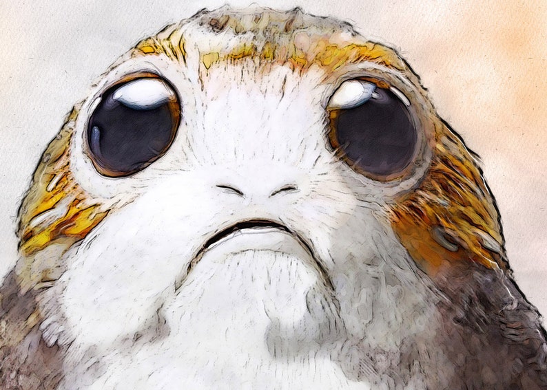 Porg print Star Wars print wall art Watercolor painting Last | Etsy