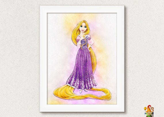 Rapunzel Tangled print poster Rapunzel wall art Rapunzel nursery decor printable Rapunzel watercolor Disney girl nursery decor download art Il_570xn