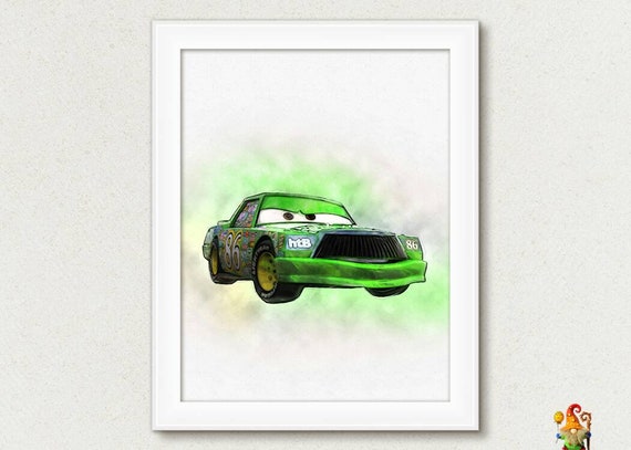 Chick Hicks print Disney Cars poster wall art Birtday decoration printable images Watercolor effect Instant download Il_570xn