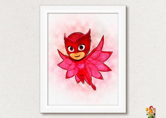 PJ Masks Owlette print PJ Masks poster Watercolor art Download printable Nursery decor Kids room Wall art Baby poster wall hanging Il_570xn