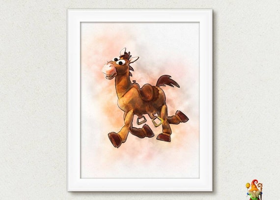 Bullseye print Toy Story poster print Watercolor effect Birthday decoration Nursery decor print download Il_570xn