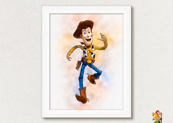 Sheriff Woody print Toy Story print poster Pixar Toy Story Watercolor effect wall art Toy Story printable download Gift Kids Print Il_570xn