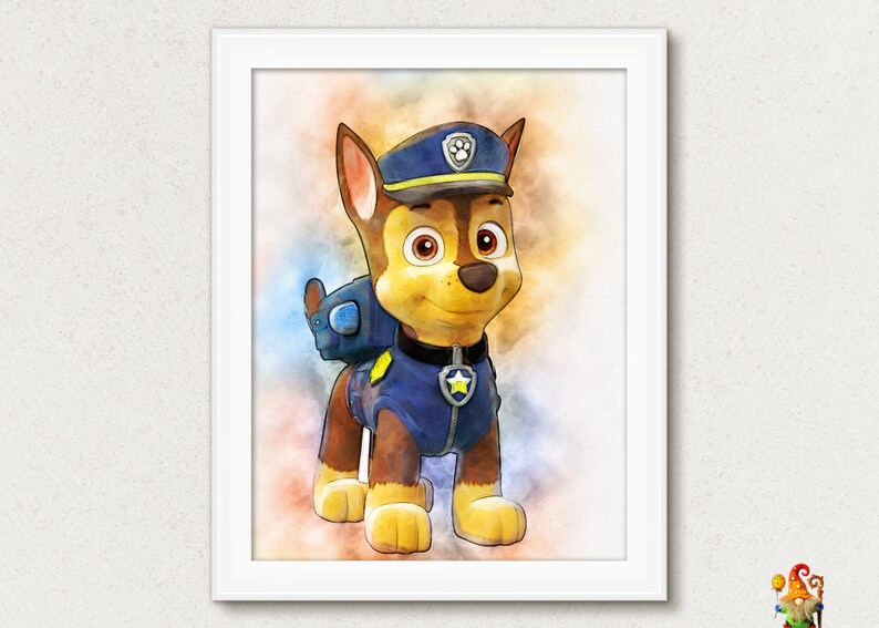 Chase Paw Patrol Wall Hanging Paw Patrol Poster Watercolor Etsy