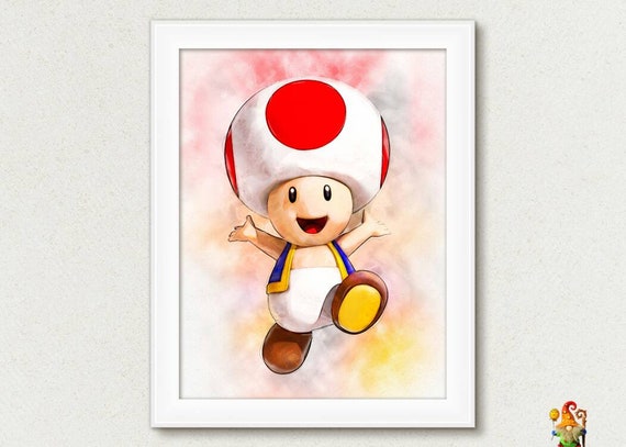 Toad, Super Mario prints, Kids room decor, Printable download, digital Il_570xn