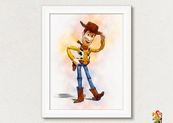 Sheriff Woody print Toy Story print poster Pixar Toy Story Watercolor effect wall art Toy Story printable download Gift Kids Print Il_570xn