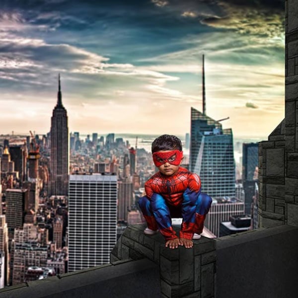 Superhero Digital Background, Super Hero Cosplay Backdrop, New York City Rooftop, Superhero Backdrop, Composite Photography Background