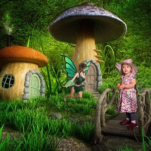 Fairy House Digital Backdrop, Fairy Background, Mushroom House, Digital Background, Fairies House, Fantasy Portrait Backdrop, Fairy Overlay