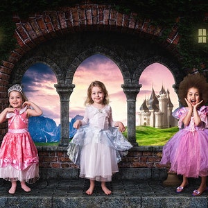 Princess Backdrop, Castle Backdrop, Digital Backdrop for Girls, Fairy Tale Backdrop, Castle Background, Window Background, Arch Backdrop