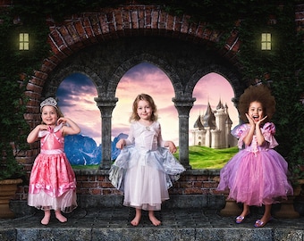Princess Backdrop, Castle Backdrop, Digital Backdrop for Girls, Fairy Tale Backdrop, Castle Background, Window Background, Arch Backdrop