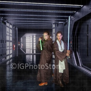 Star Ship Wars digitale achtergrond, ruimtestation gang digitale achtergrond, Science Fiction Fantasy Cosplay digitale achtergrond/achtergrond